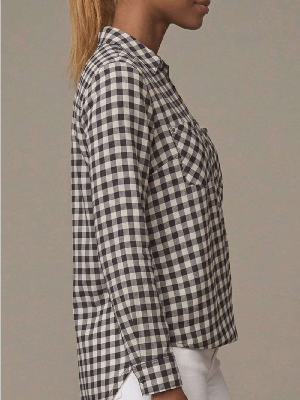 Michael Michael Kors Black and White Plaid Top